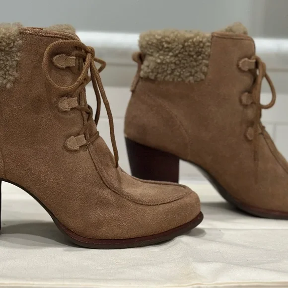 Women's Tan Suede UGG Ankle Boots - Picture 2 of 7